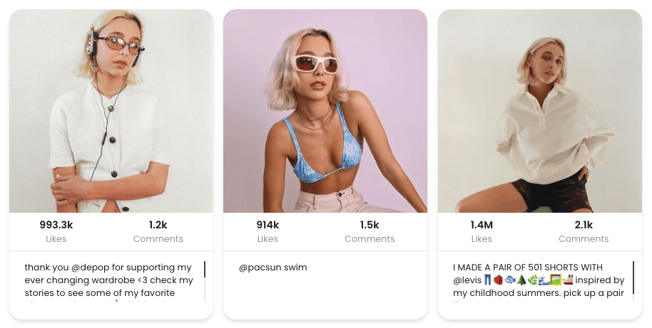 Molly Mae Instagram profile report – influencer management tool