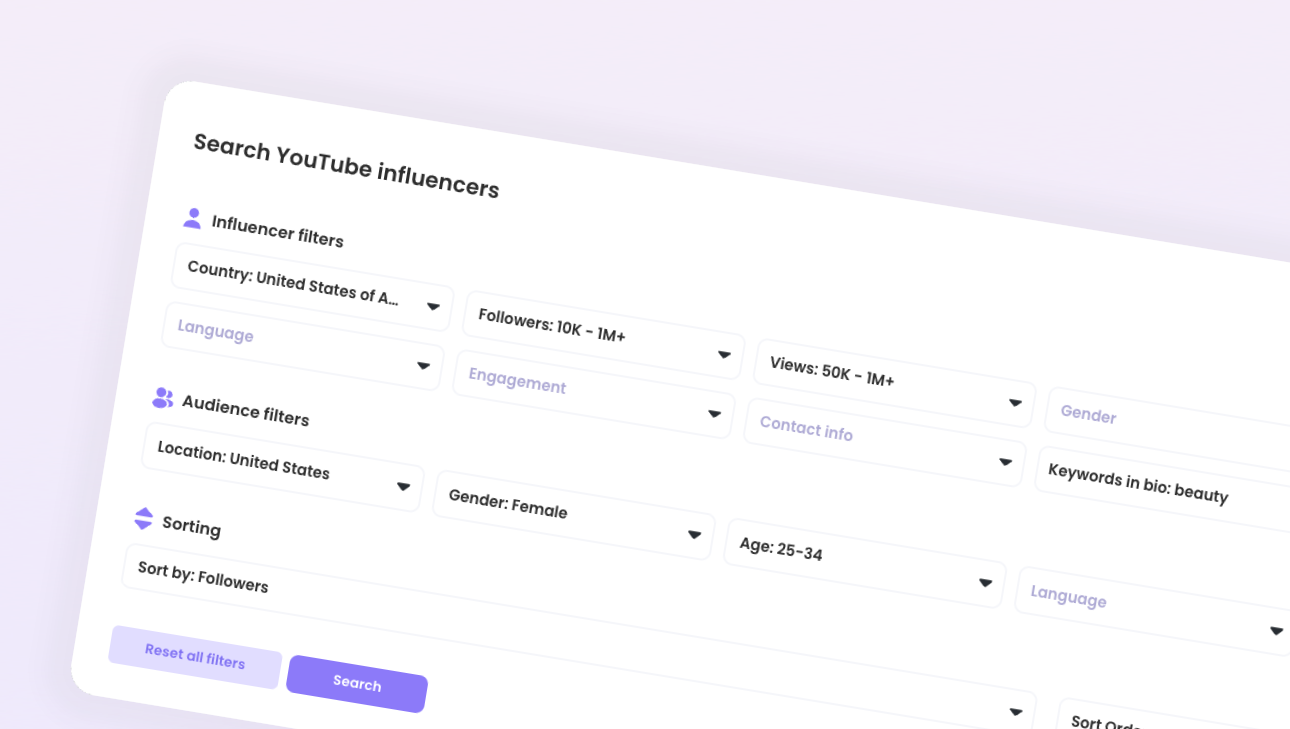 youtube influencer search preview