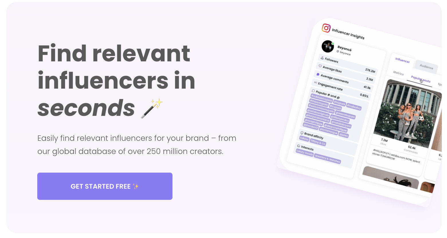 Using our influencer search, you can find relevant influencers in seconds